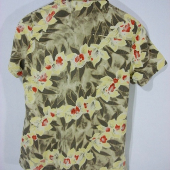 IZOD 100% Silk Vintage S/S Tropical Floral Shirt - Picture 3 of 5